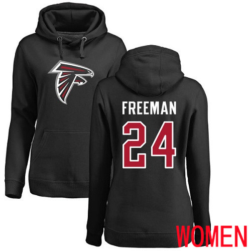 Atlanta Falcons Black Women Devonta Freeman Name And Number Logo NFL Football 24 Pullover Hoodie Sweatshirts